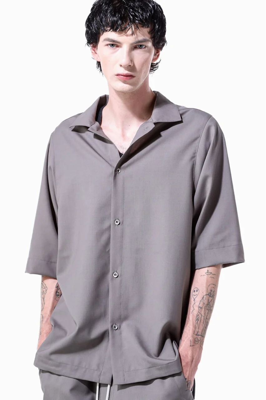 A.F ARTEFACT RESORT SHIRT / TROPICAL WOOL (GREY) - Image 10