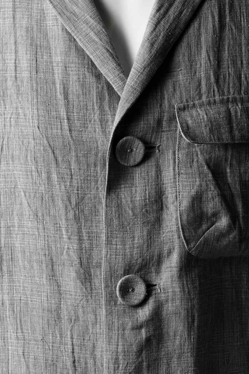 blackcrow 3B linen check jacket / sumi dyed (carbon) - Image 10