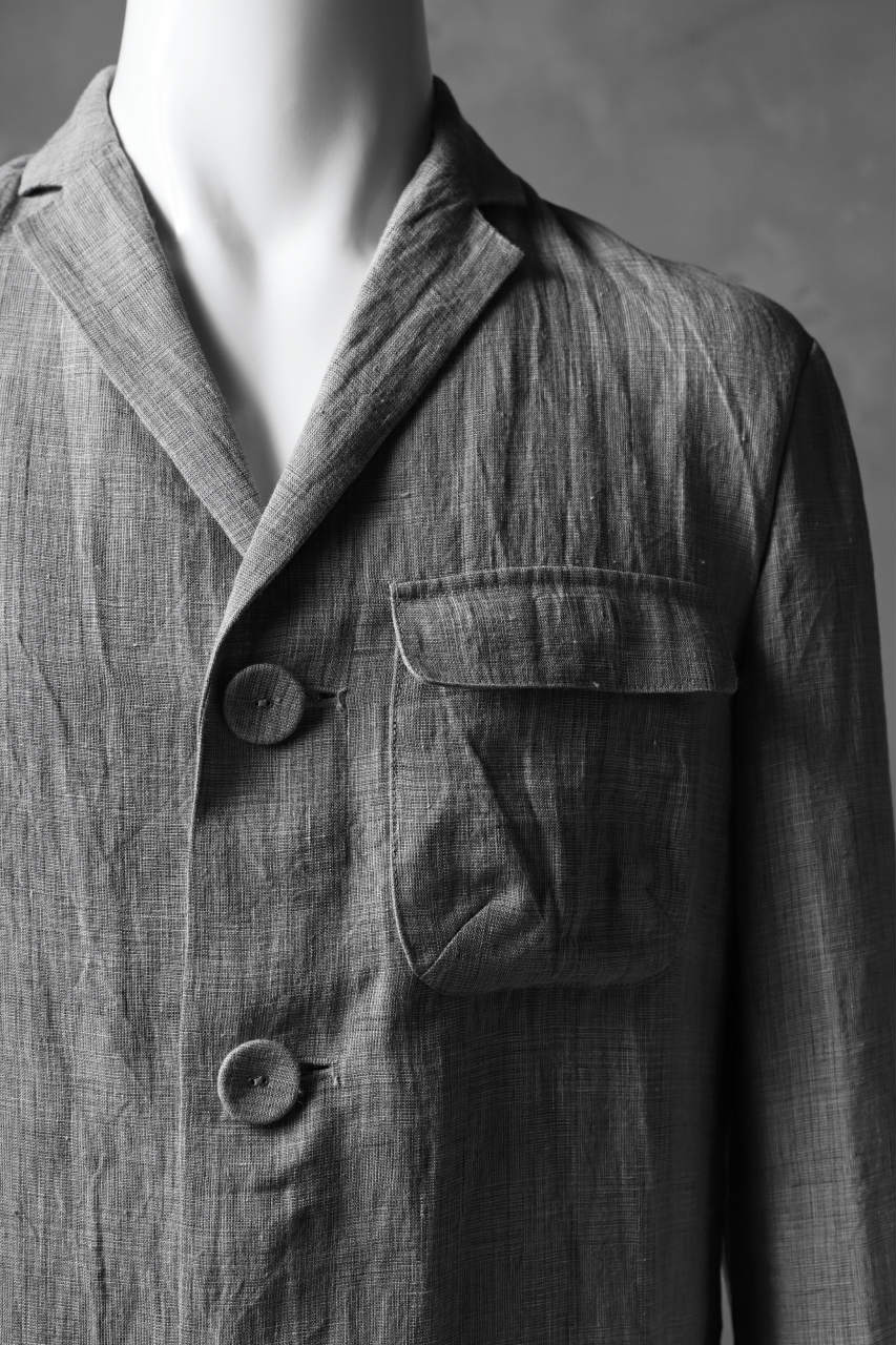 blackcrow 3B linen check jacket / sumi dyed (carbon) - Image 11