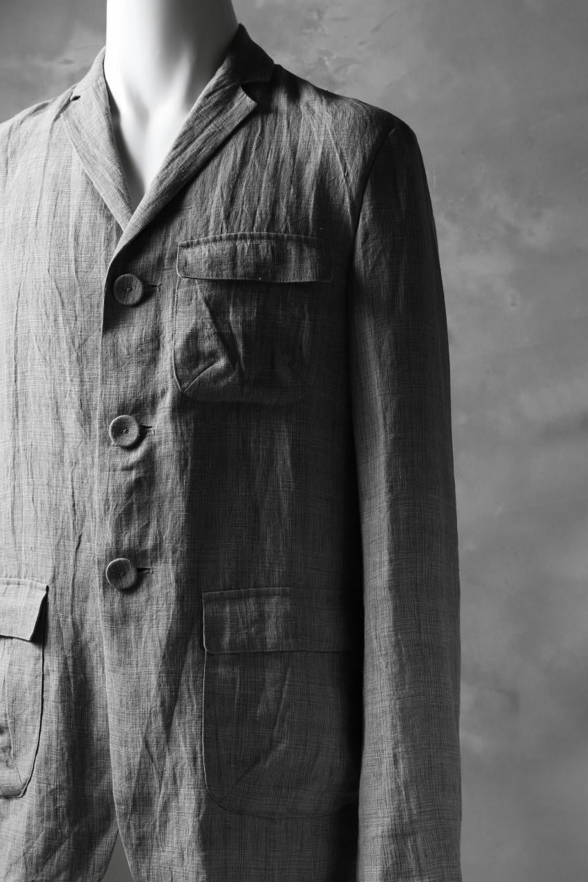 blackcrow 3B linen check jacket / sumi dyed (carbon) - Image 12