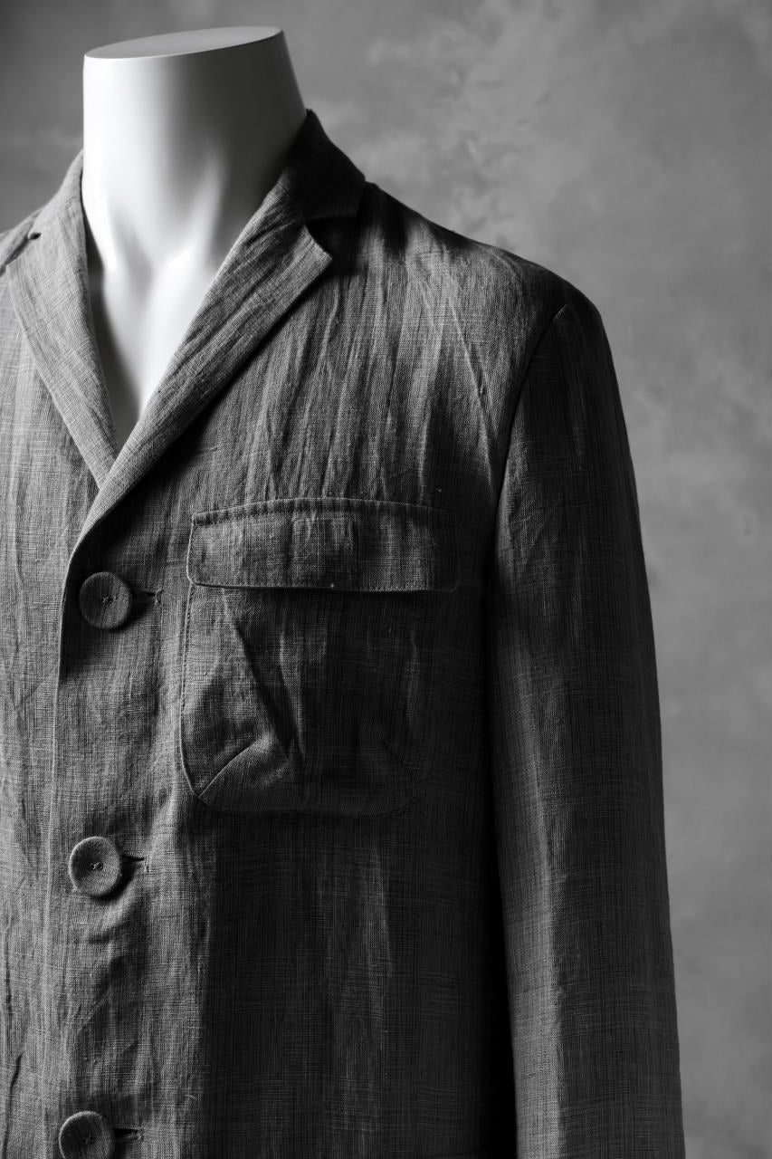 blackcrow 3B linen check jacket / sumi dyed (carbon) - Image 13