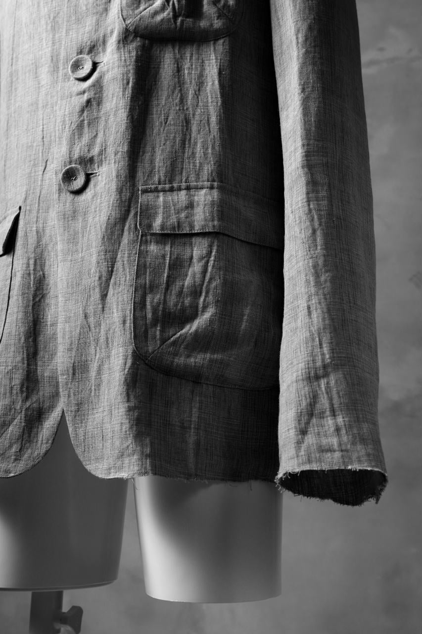 blackcrow 3B linen check jacket / sumi dyed (carbon) - Image 14