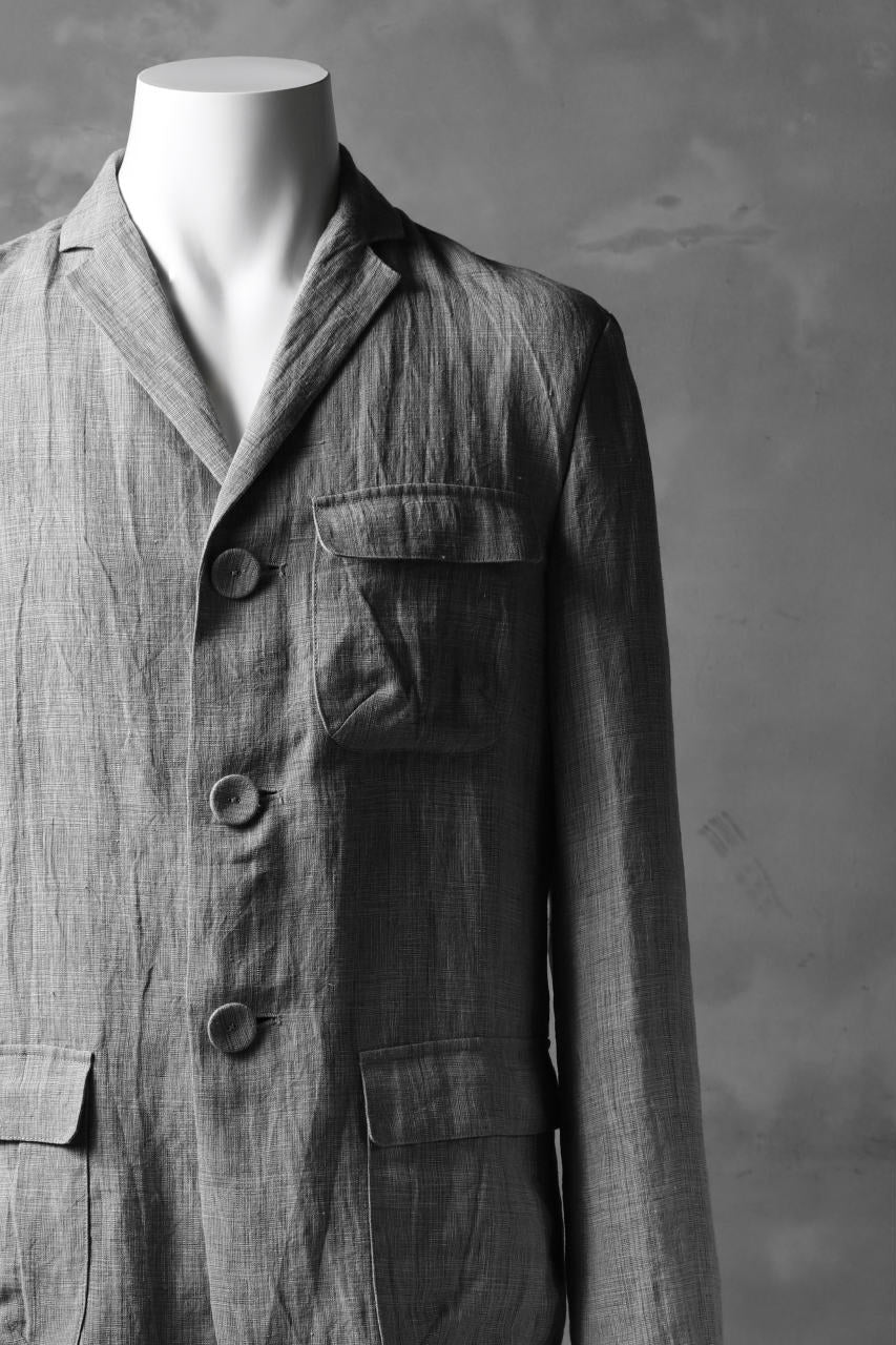 blackcrow 3B linen check jacket / sumi dyed (carbon) - Image 6