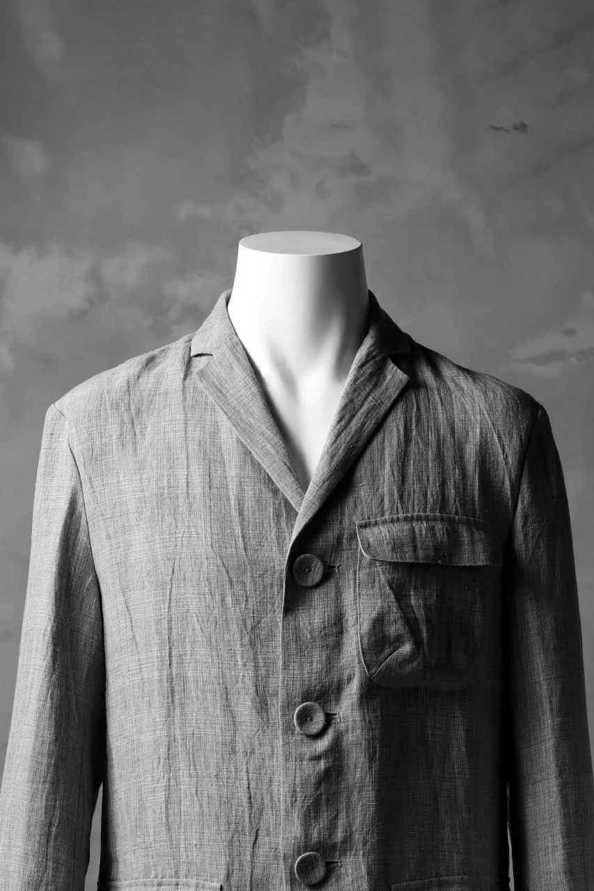 blackcrow 3B linen check jacket / sumi dyed (carbon) - Image 7