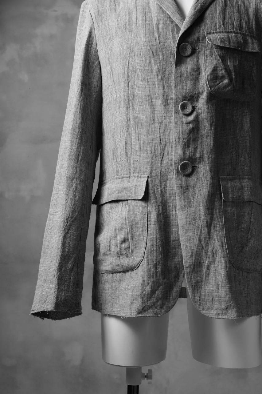 blackcrow 3B linen check jacket / sumi dyed (carbon) - Image 8