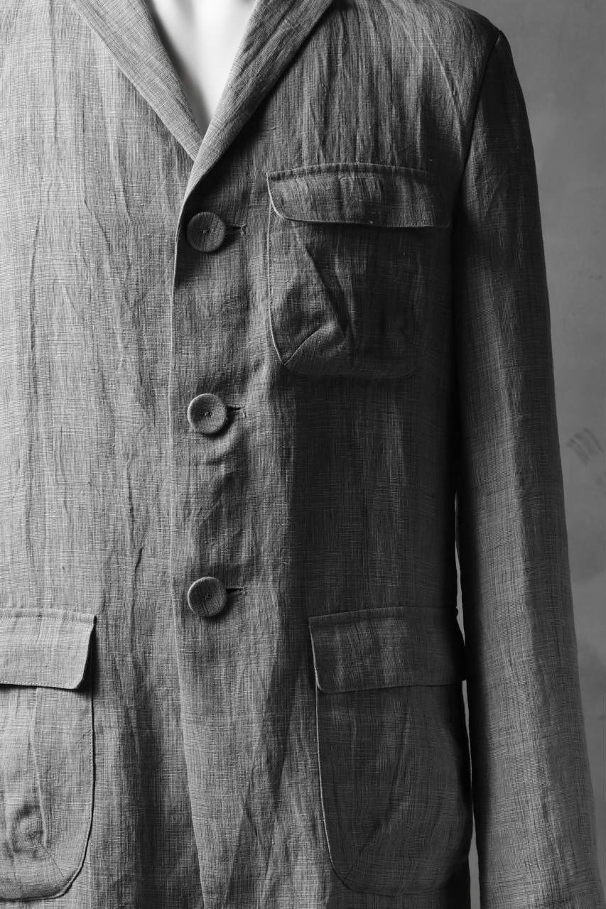 blackcrow 3B linen check jacket / sumi dyed (carbon) - Image 9