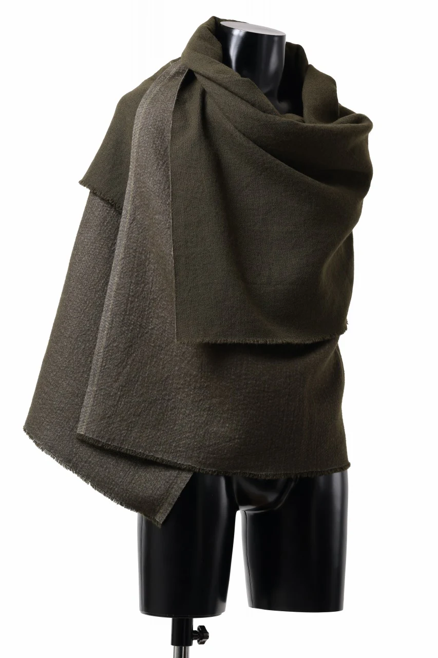 blackcrow needle punch shawl / cashmere x ramie (khaki x grey) - Image 3