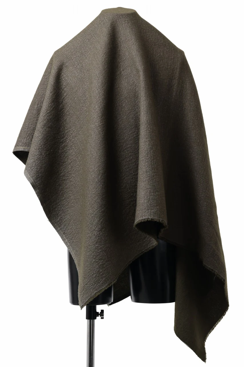 blackcrow needle punch shawl / cashmere x ramie (khaki x grey) - Image 4