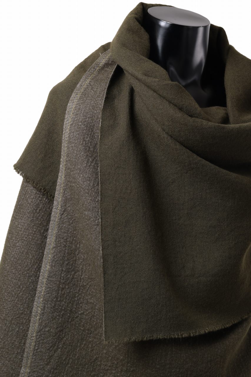 blackcrow needle punch shawl / cashmere x ramie (khaki x grey) - Image 5