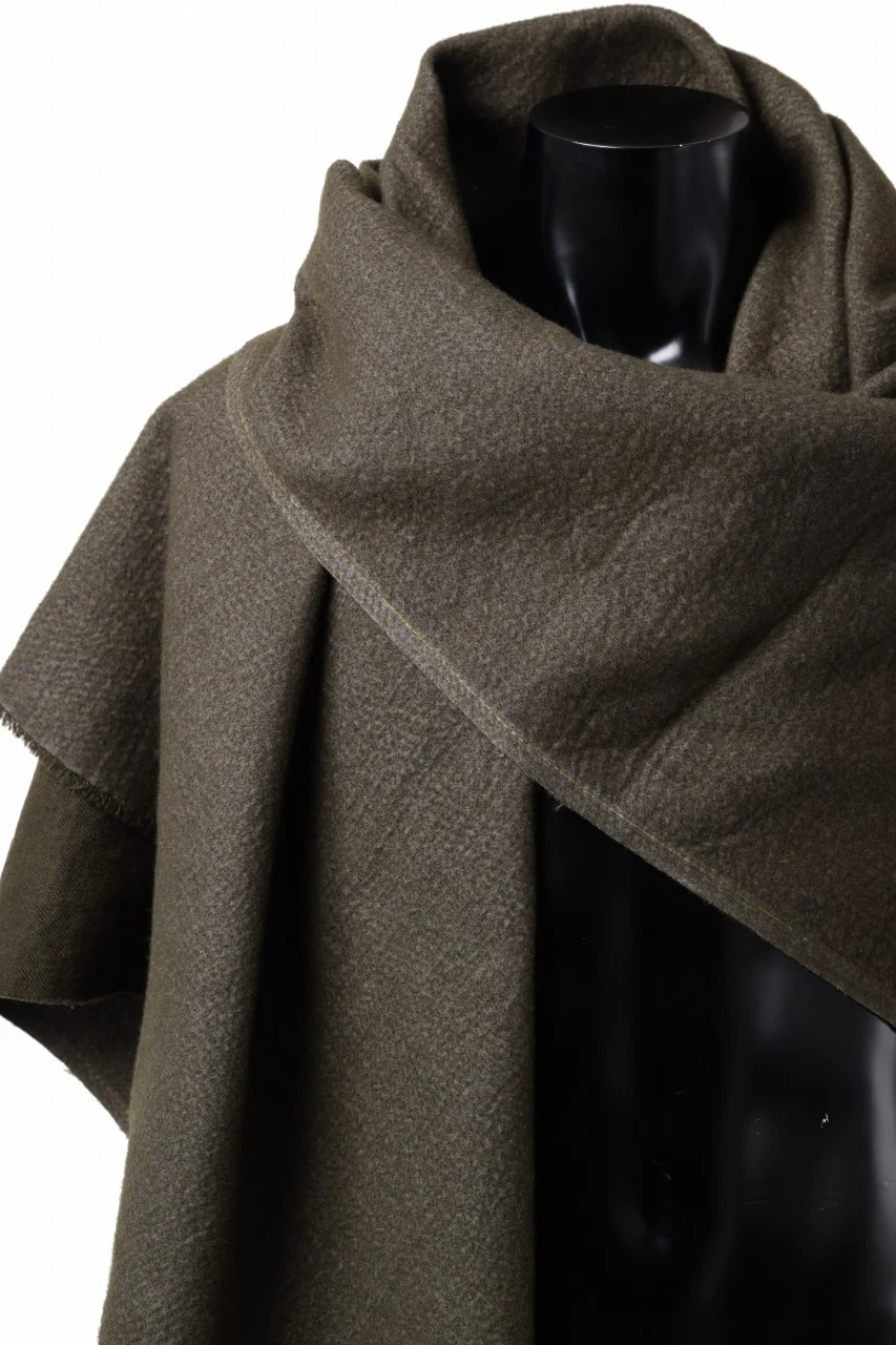 blackcrow needle punch shawl / cashmere x ramie (khaki x grey) - Image 8