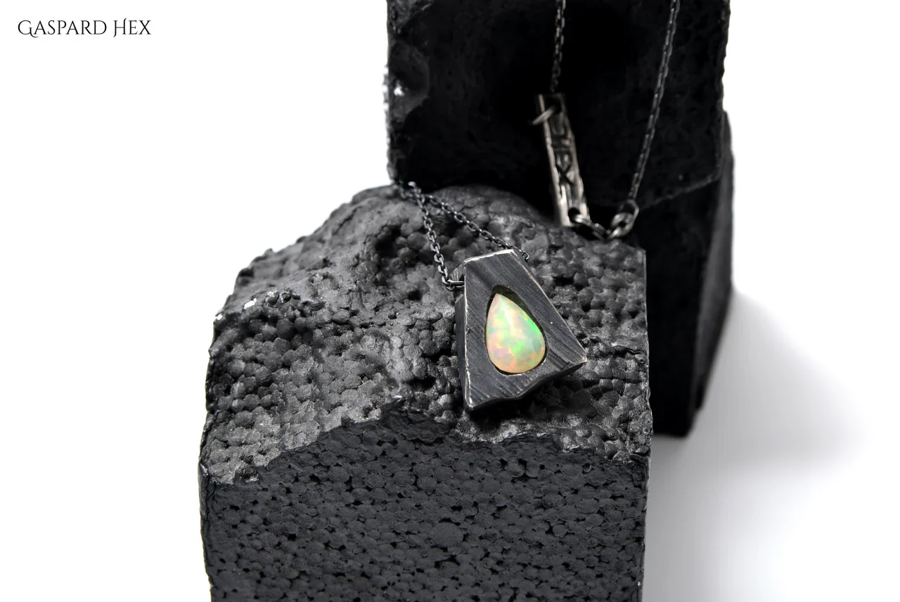 GASPARD HEX Faceted Opal Pendant Drop Shape - Image 24