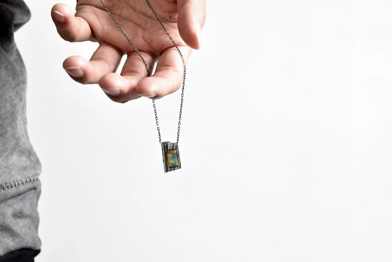 GASPARD HEX Faceted Opal Pendant Rectangle Shape - Image 26