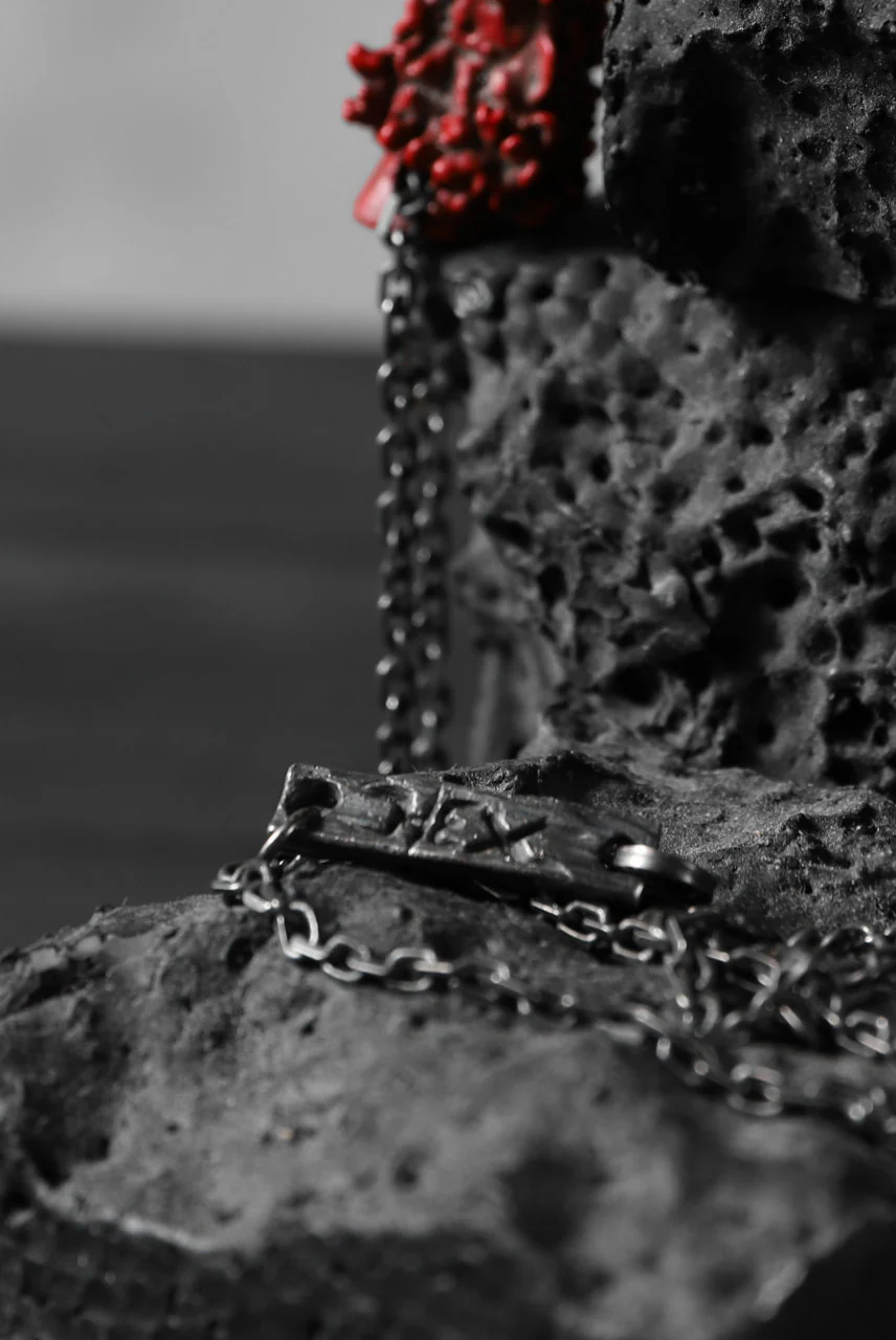 GASPARD HEX Small Horn bronze with red coating / 60cm chain - Image 6