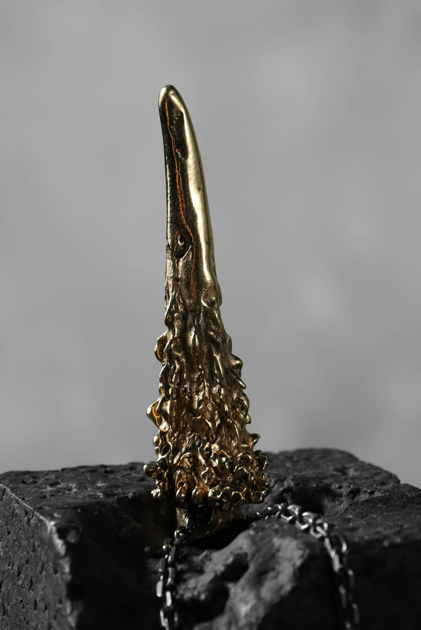 GASPARD HEX Small Horn gold plated bronze / 70cm chain - Image 10