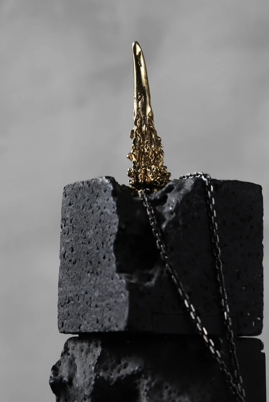 GASPARD HEX Small Horn gold plated bronze / 70cm chain - Image 11