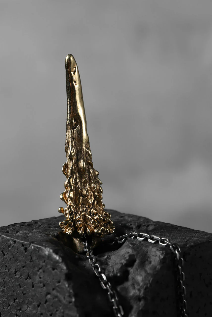 GASPARD HEX Small Horn gold plated bronze / 70cm chain - Image 12