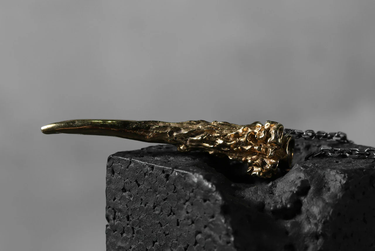 GASPARD HEX Small Horn gold plated bronze / 70cm chain - Image 18