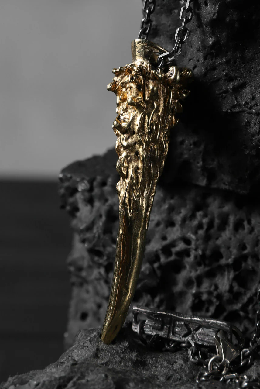 GASPARD HEX Small Horn gold plated bronze / 70cm chain - Image 3