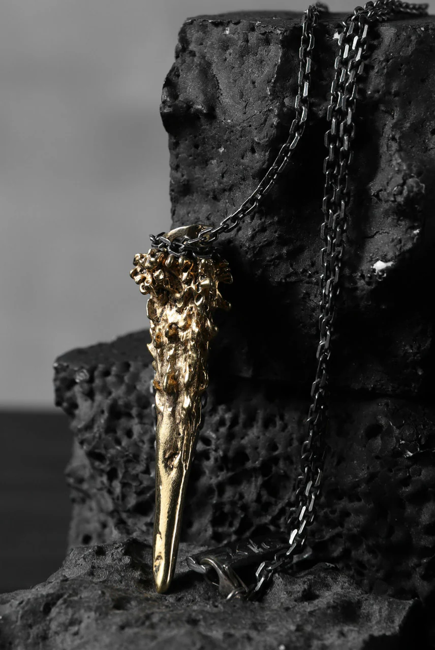 GASPARD HEX Small Horn gold plated bronze / 70cm chain - Image 5