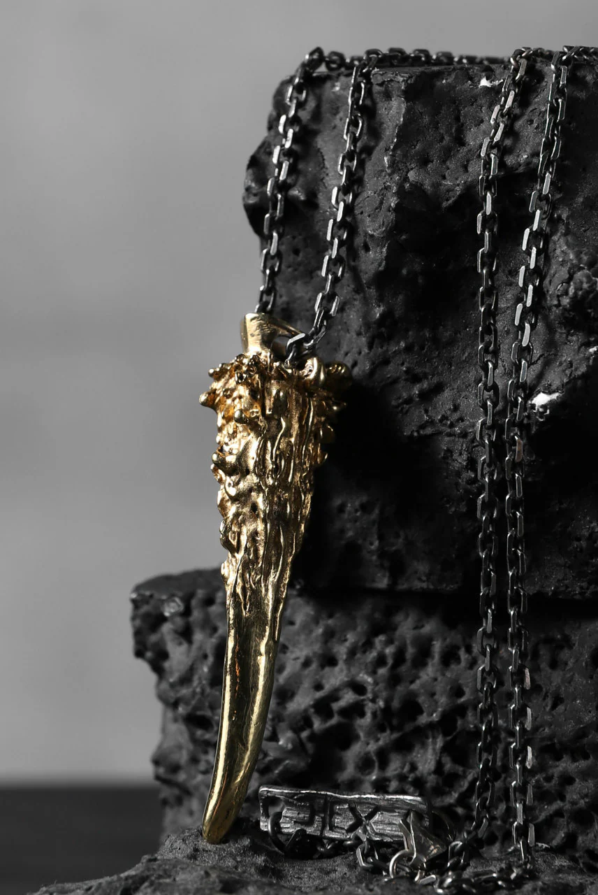 GASPARD HEX Small Horn gold plated bronze / 70cm chain - Image 6