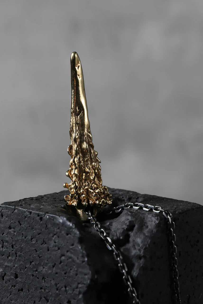 GASPARD HEX Small Horn gold plated bronze / 70cm chain - Image 8