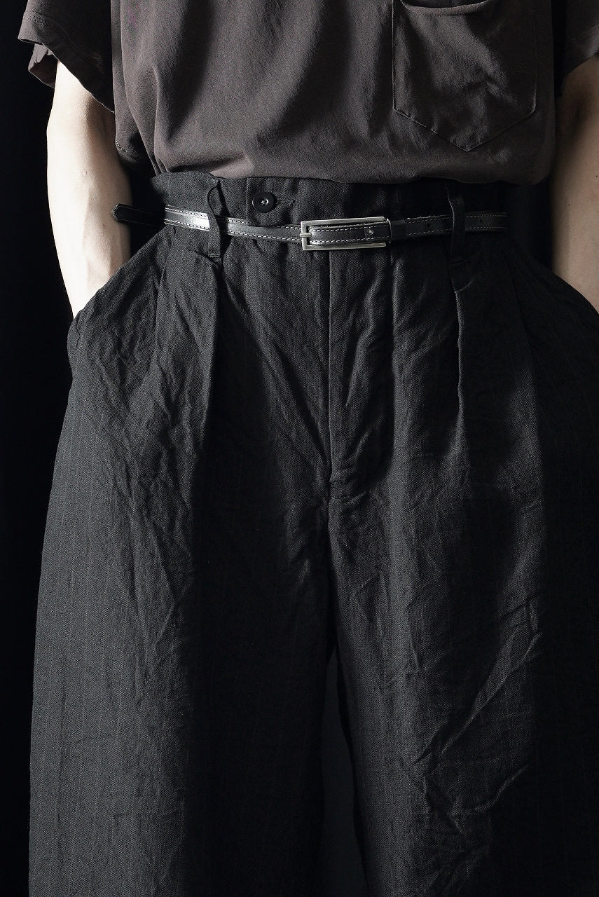 KLASICA "GOSSE" BALLOON TUCKED TROUSERS / OBSCURE STRIPED 3/3 MINI HBT (MID NIGHT) - Image 3