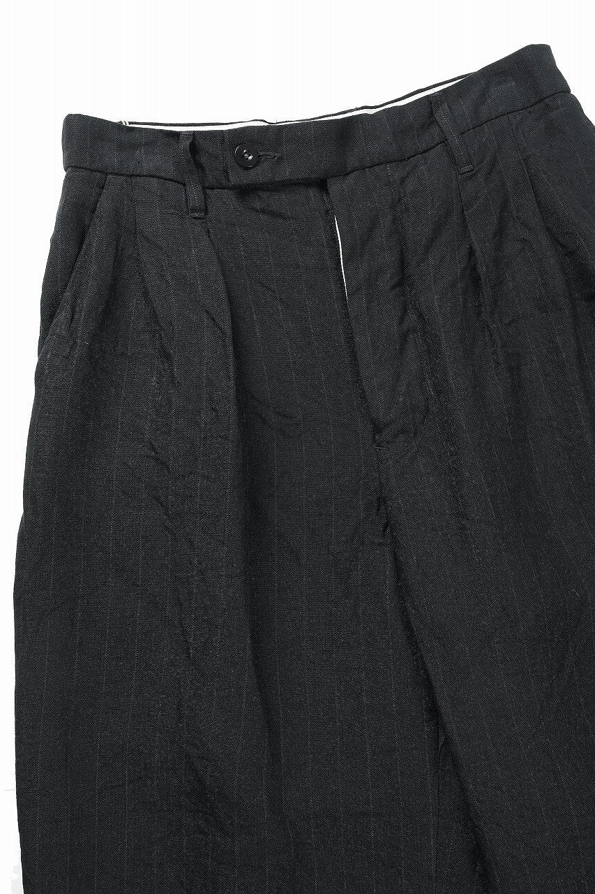 KLASICA "GOSSE" BALLOON TUCKED TROUSERS / OBSCURE STRIPED 3/3 MINI HBT (MID NIGHT) - Image 5