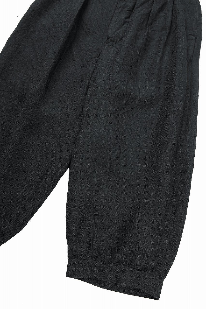 KLASICA "GOSSE" BALLOON TUCKED TROUSERS / OBSCURE STRIPED 3/3 MINI HBT (MID NIGHT) - Image 6