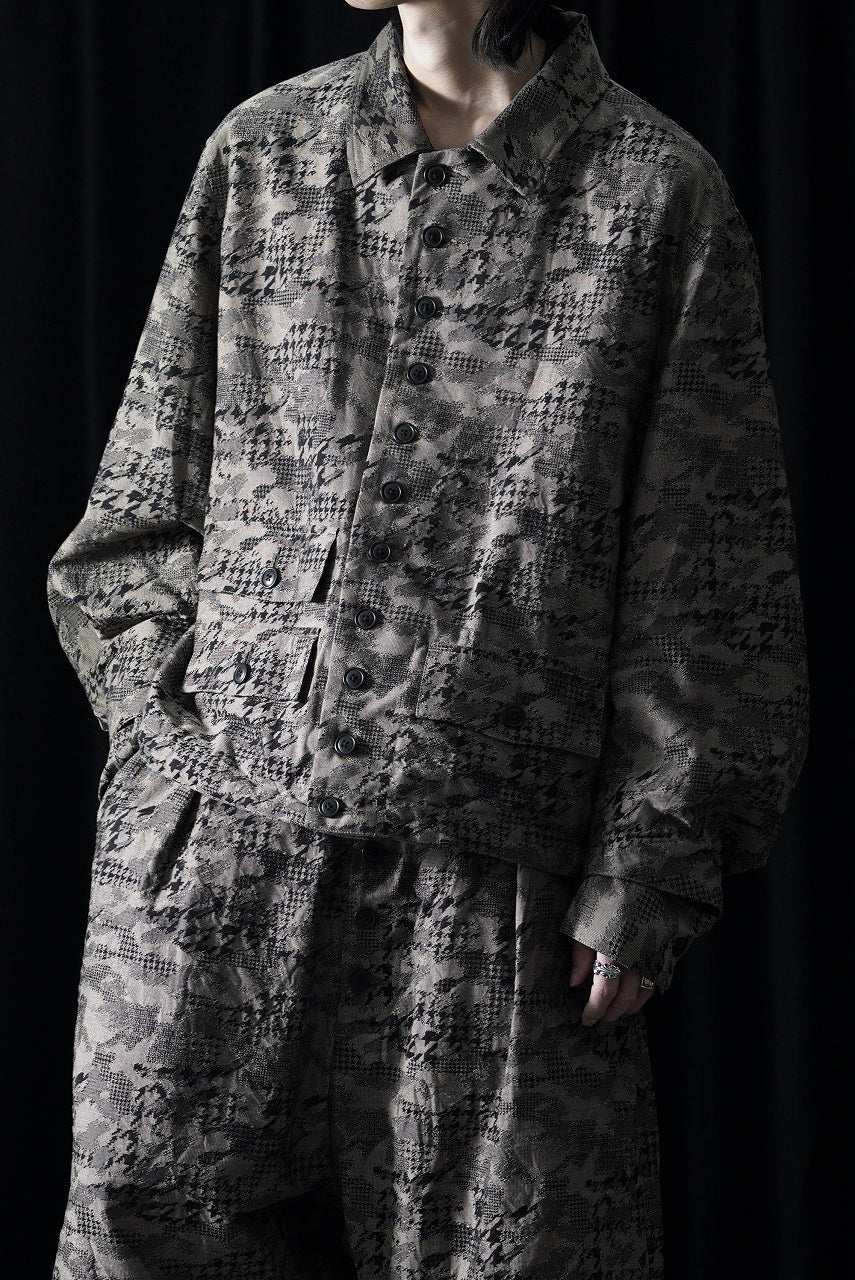 KLASICA "IRWELL" CURVED ARM BUTTON BLOUSON / BACK JACQUARD HOUND TOOTH CAMO (FOREST) - Image 11