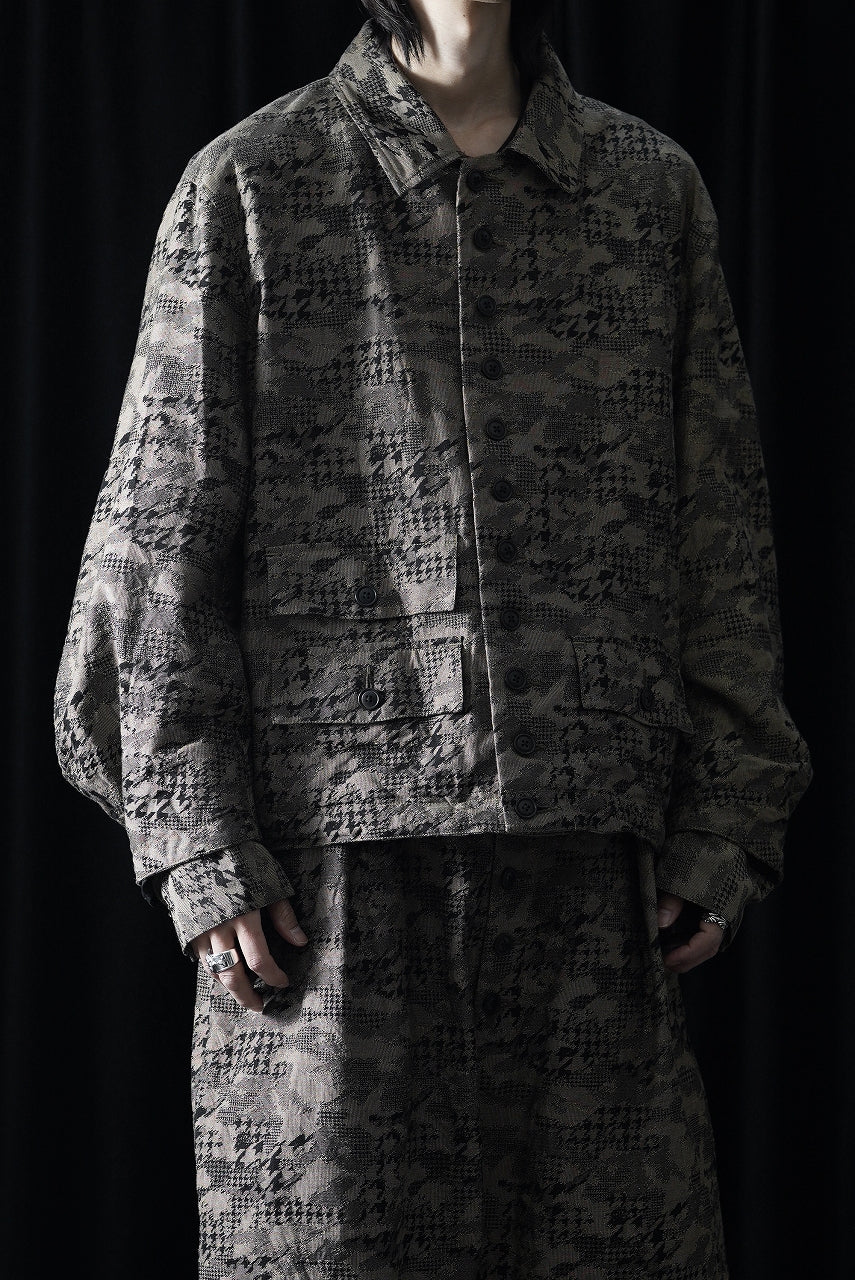 KLASICA "IRWELL" CURVED ARM BUTTON BLOUSON / BACK JACQUARD HOUND TOOTH CAMO (FOREST) - Image 12