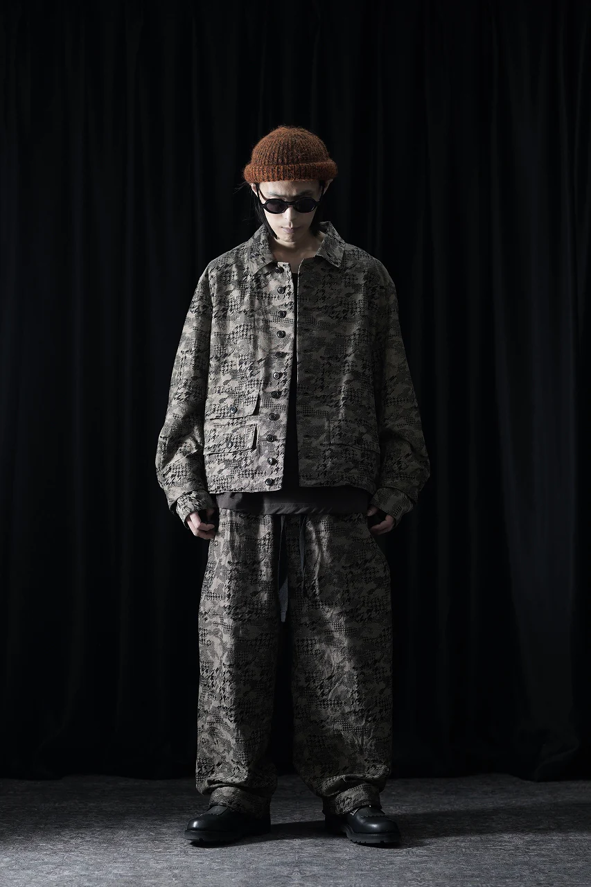 KLASICA "IRWELL" CURVED ARM BUTTON BLOUSON / BACK JACQUARD HOUND TOOTH CAMO (FOREST) - Image 14