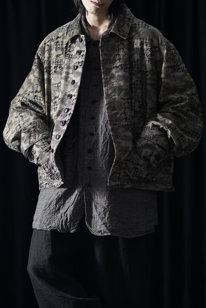 KLASICA "IRWELL" CURVED ARM BUTTON BLOUSON / BACK JACQUARD HOUND TOOTH CAMO (FOREST) - Image 3