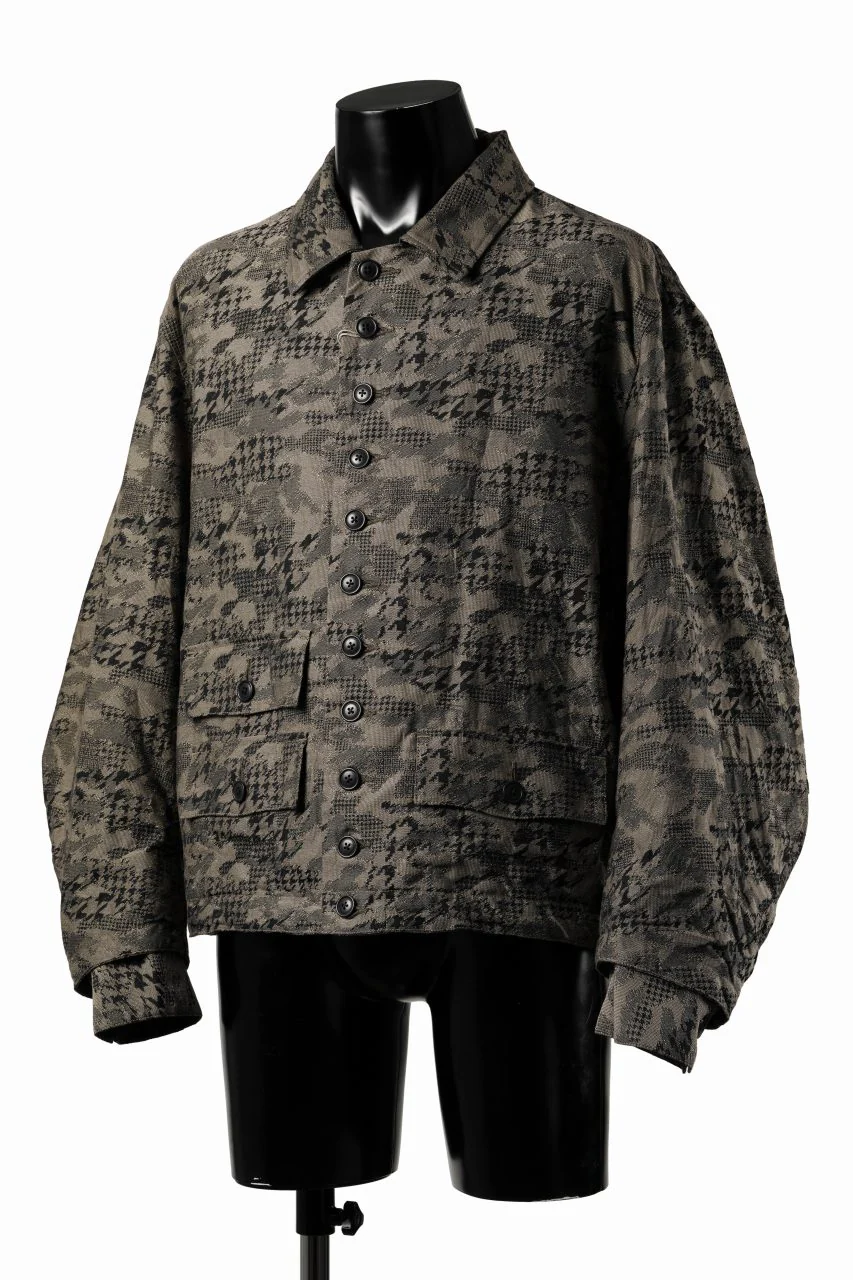 KLASICA "IRWELL" CURVED ARM BUTTON BLOUSON / BACK JACQUARD HOUND TOOTH CAMO (FOREST) - Image 4