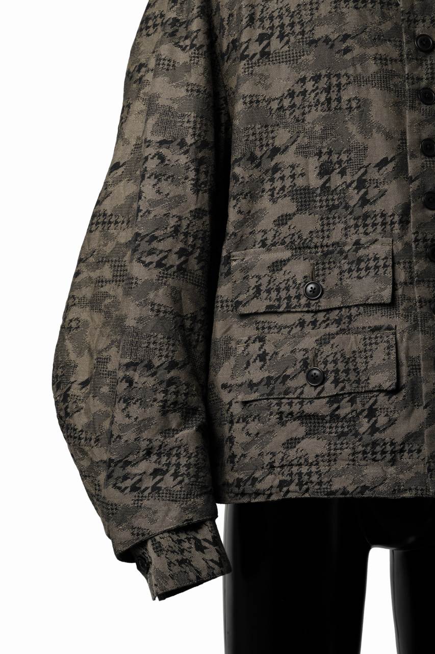 KLASICA "IRWELL" CURVED ARM BUTTON BLOUSON / BACK JACQUARD HOUND TOOTH CAMO (FOREST) - Image 7