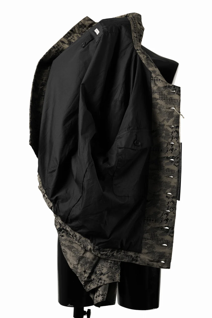 KLASICA "IRWELL" CURVED ARM BUTTON BLOUSON / BACK JACQUARD HOUND TOOTH CAMO (FOREST) - Image 9
