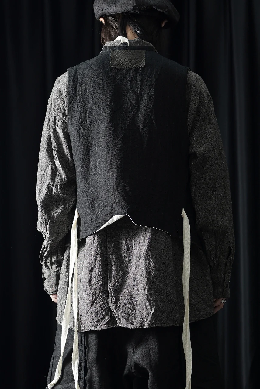 KLASICA "JEUNET" SQUARE SHAPED LOOSE VEST / OBSCURE STRIPED 3/3 MINI HBT (MID NIGHT) - Image 10