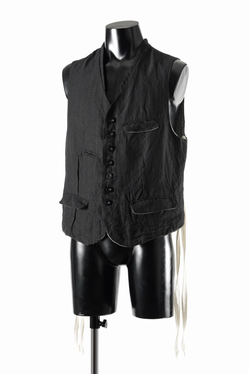 KLASICA "JEUNET" SQUARE SHAPED LOOSE VEST / OBSCURE STRIPED 3/3 MINI HBT (MID NIGHT) - Image 4