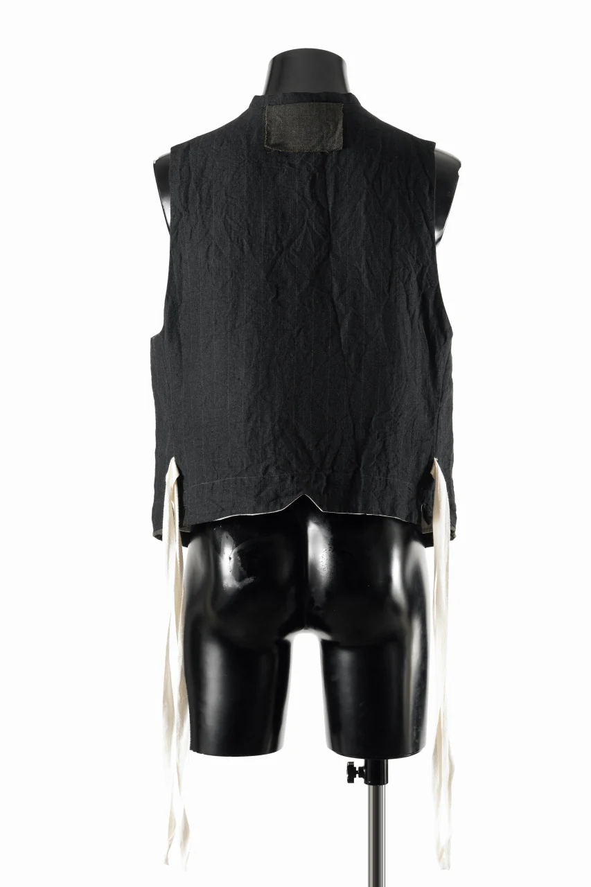 KLASICA "JEUNET" SQUARE SHAPED LOOSE VEST / OBSCURE STRIPED 3/3 MINI HBT (MID NIGHT) - Image 5