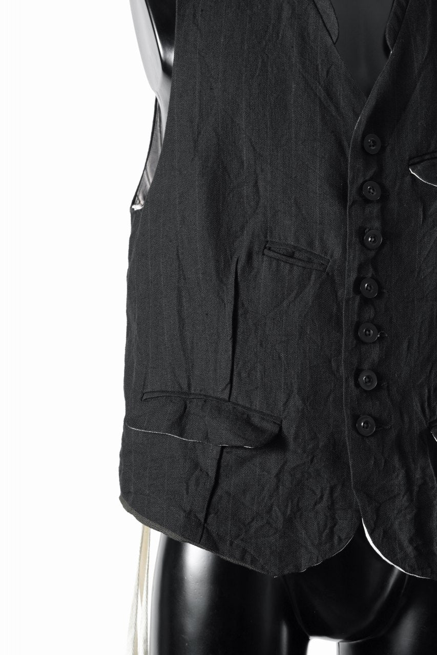 KLASICA "JEUNET" SQUARE SHAPED LOOSE VEST / OBSCURE STRIPED 3/3 MINI HBT (MID NIGHT) - Image 7