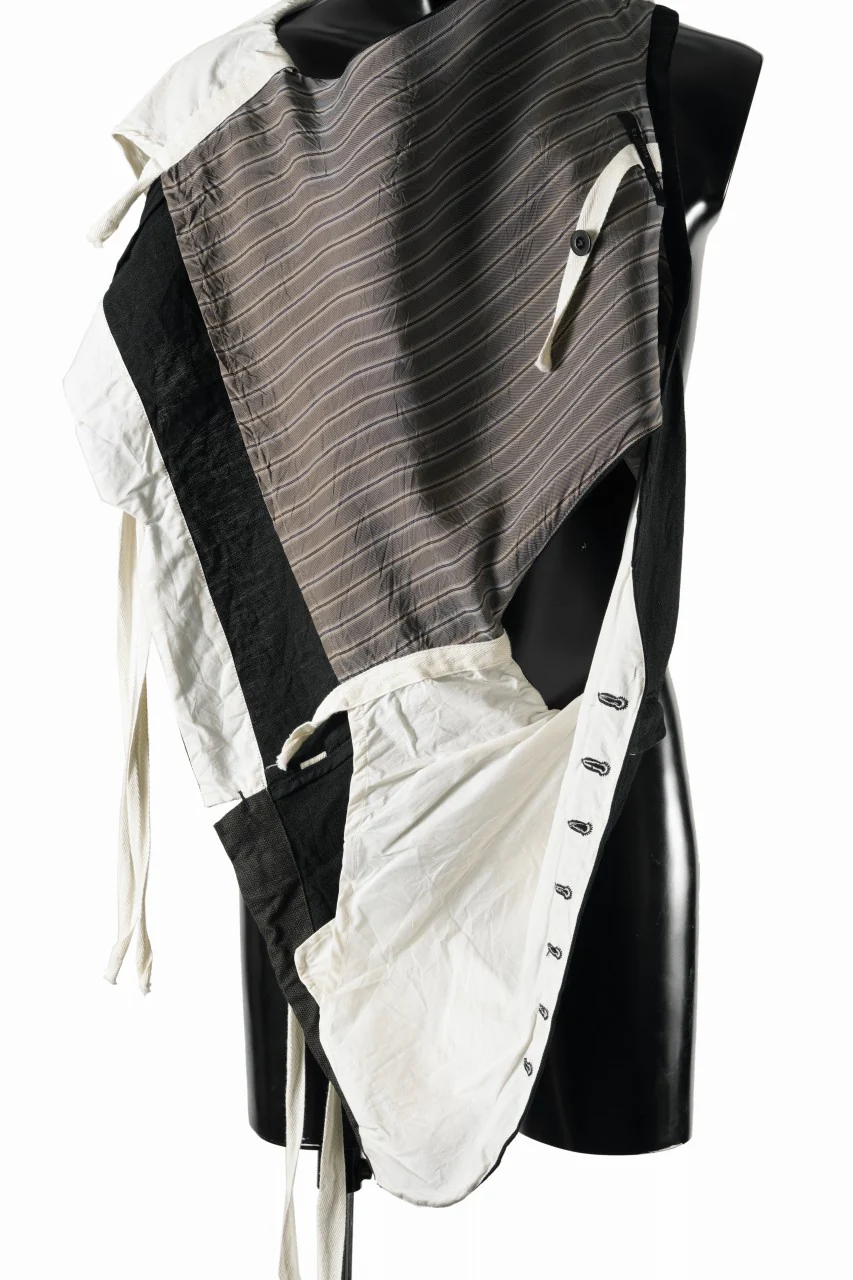 KLASICA "JEUNET" SQUARE SHAPED LOOSE VEST / OBSCURE STRIPED 3/3 MINI HBT (MID NIGHT) - Image 8