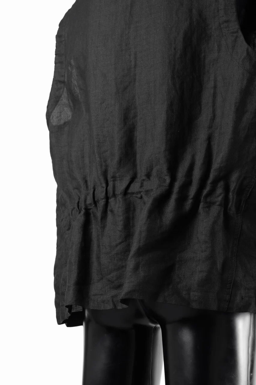 KLASICA "MALAKOFF" DECONSTRUCTED WORK WEAR VEST / CRISP FINISH AIRLY MICRO DOBBY (BLACK) - Image 13