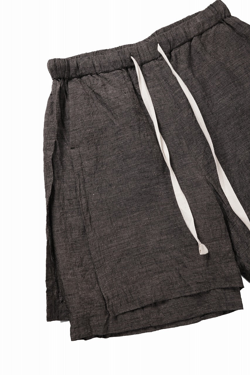 KLASICA "VENT" LAYERED WIDE SHORTS / ANCIENT COLORED LINEN CHAMBRAY (BROWN) - Image 6