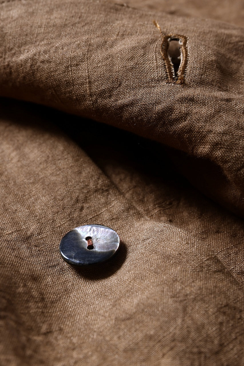 kujaku kakishibu-dyed mao collar long coat / C-698 (kakisibu) - Image 11