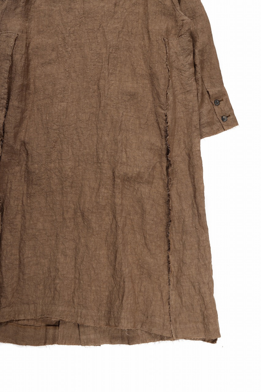 kujaku kakishibu-dyed mao collar long coat / C-698 (kakisibu) - Image 13