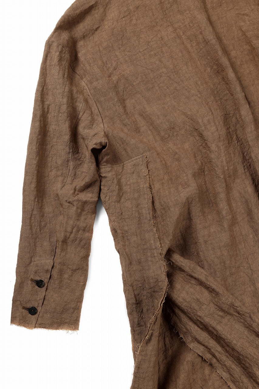 kujaku kakishibu-dyed mao collar long coat / C-698 (kakisibu) - Image 14