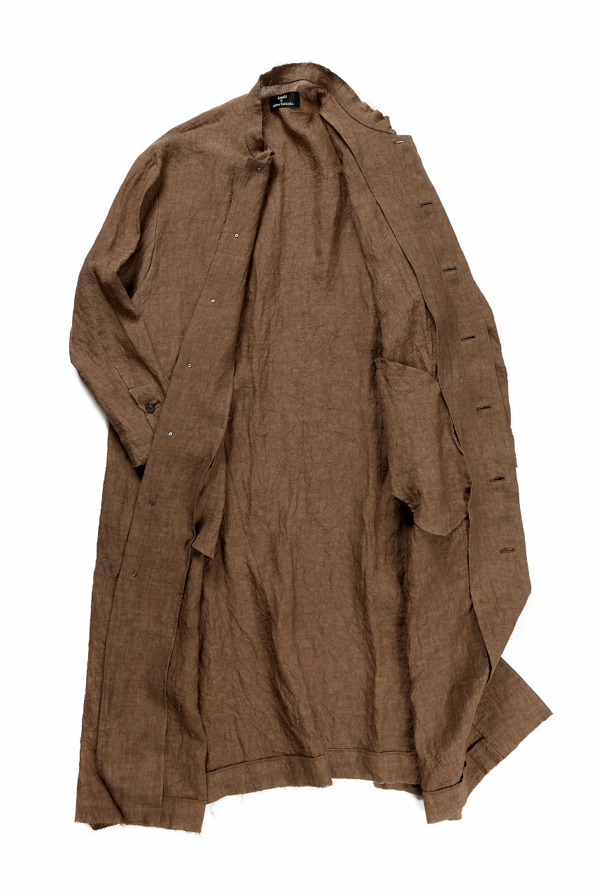 kujaku kakishibu-dyed mao collar long coat / C-698 (kakisibu) - Image 3