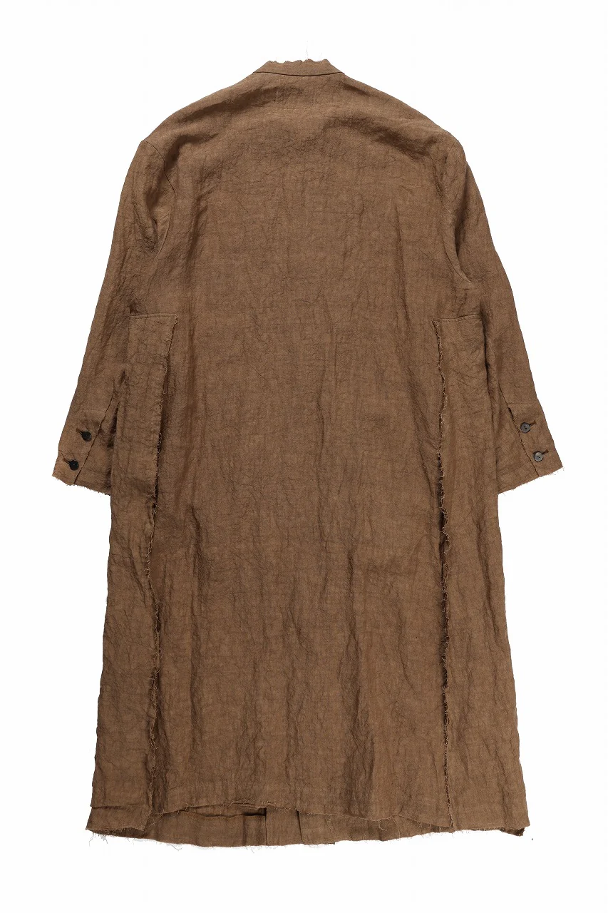 kujaku kakishibu-dyed mao collar long coat / C-698 (kakisibu) - Image 4