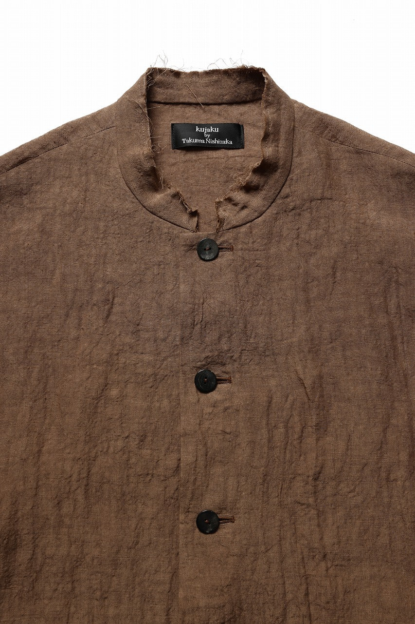 kujaku kakishibu-dyed mao collar long coat / C-698 (kakisibu) - Image 5