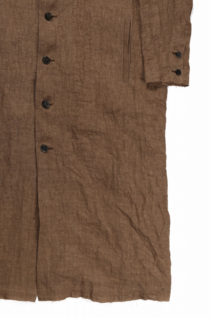 kujaku kakishibu-dyed mao collar long coat / C-698 (kakisibu) - Image 6