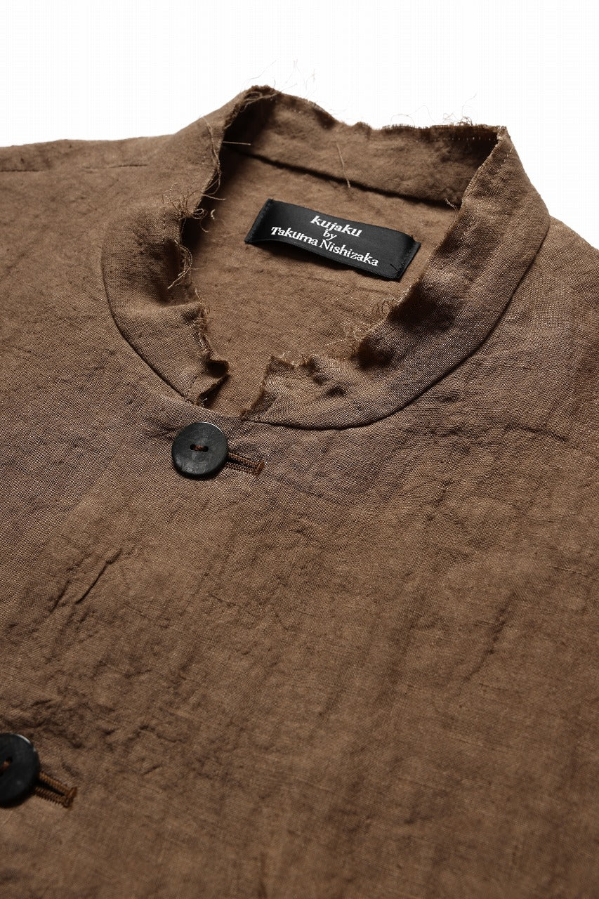 kujaku kakishibu-dyed mao collar long coat / C-698 (kakisibu) - Image 7